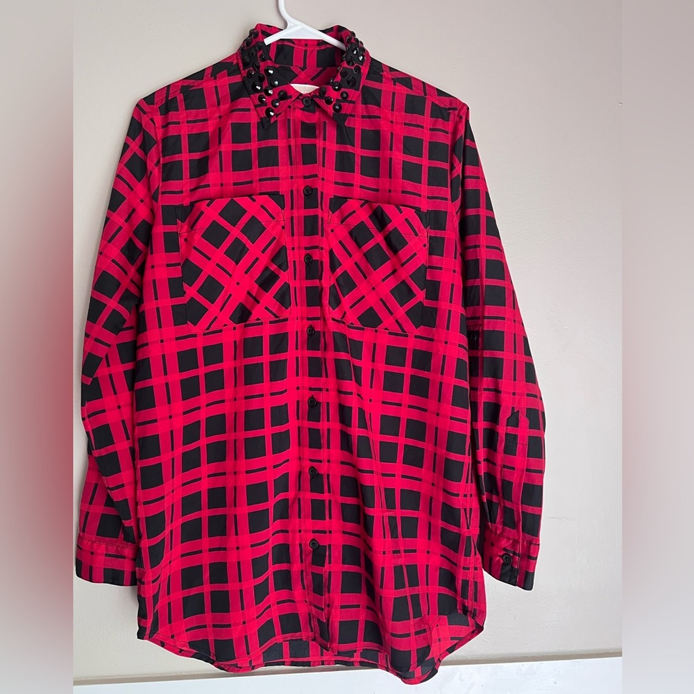 Michael Kors Red and Black Geometric Shirt